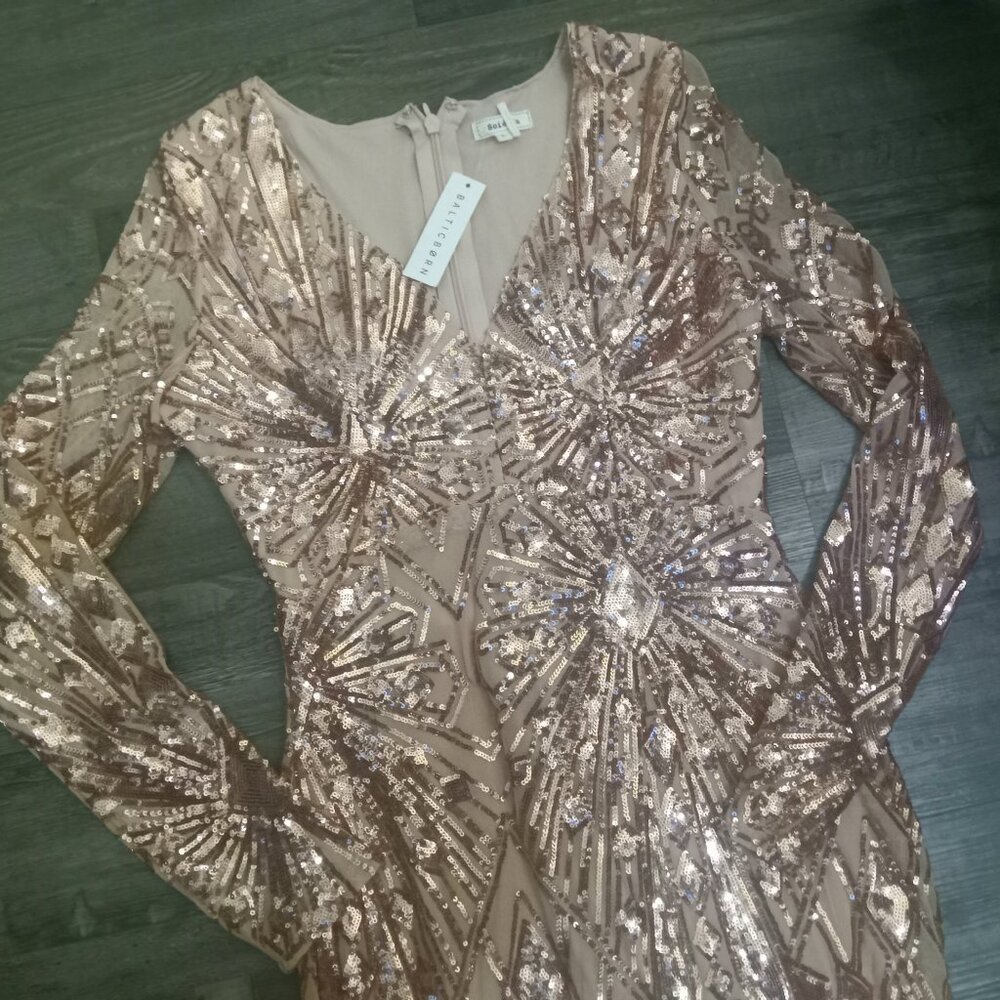 Rose Gold Sequin Maxi Dress • Soieblu for BalticBorn • Size Large • NWT